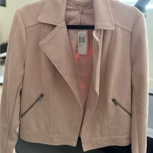 Philosophy Blush Pink Suede Moto Jacket